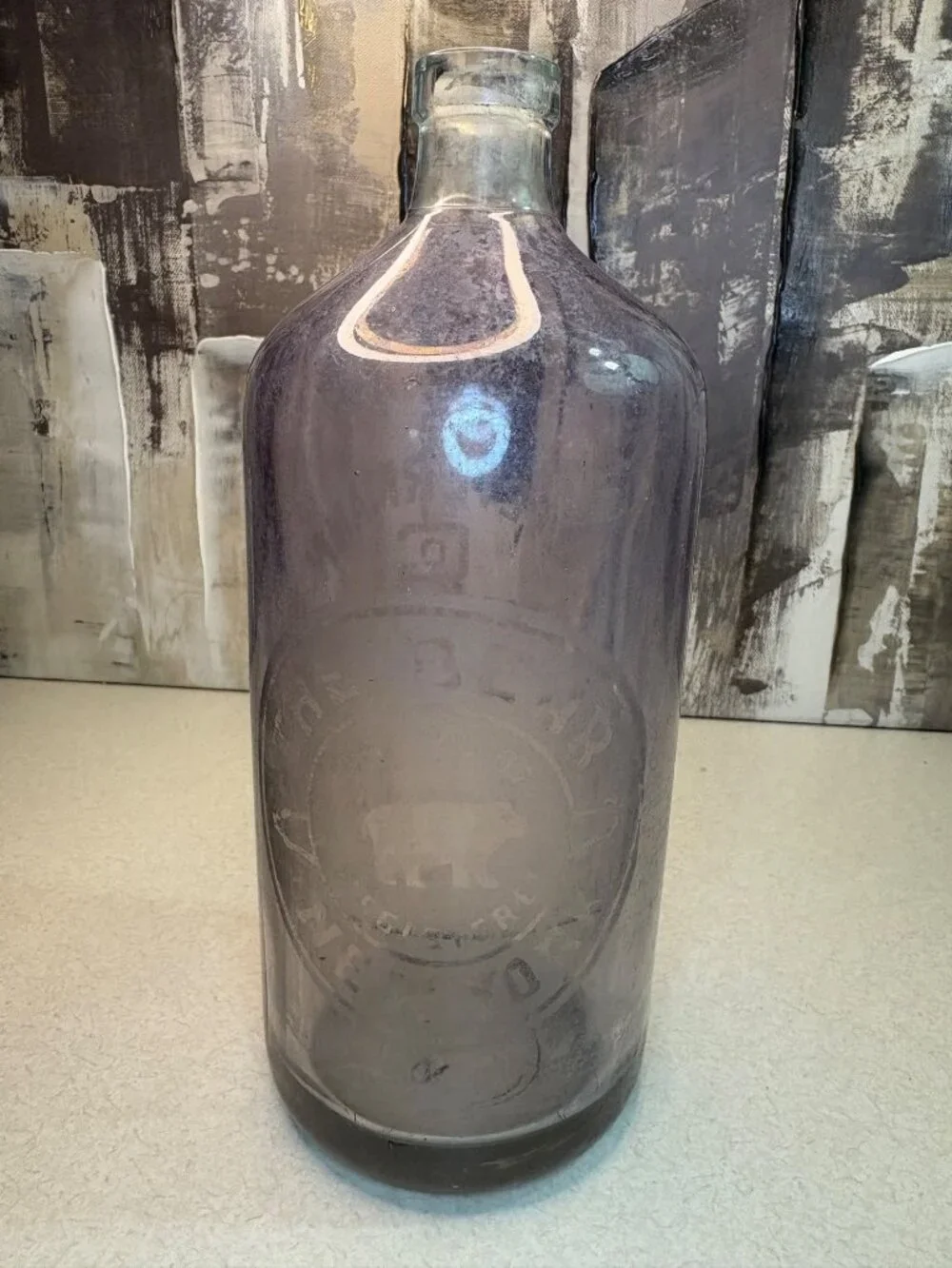 Vintage The Bear New York  J. Petermann Co W Hoboken NJ  Glass Seltzer Bottle